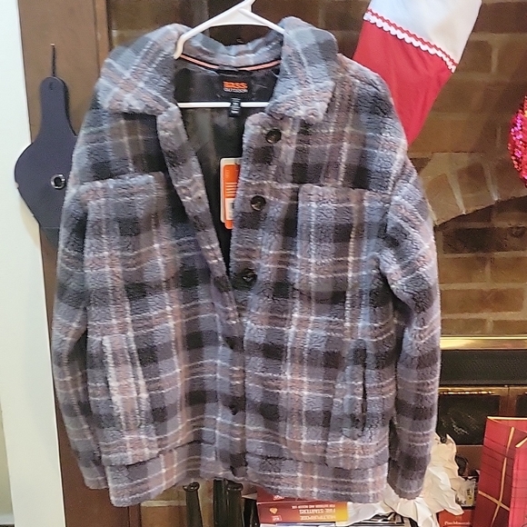 Bass Outdoor Jackets & Blazers - Oversized Bass Gray Teddy Jacket